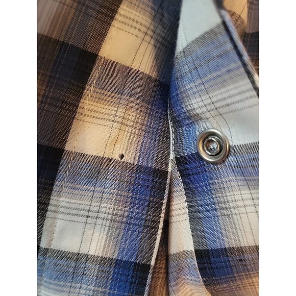 Roper Western Shirt Mens 2XL Embroidered Plaid Long Sleeve Pearl Snap Blue/Gray - Picture 8 of 8